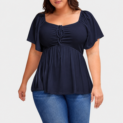 🌸Plus Size Lace-Up Babydoll Top – Flattering, Flowy & Made for Summer Comfort