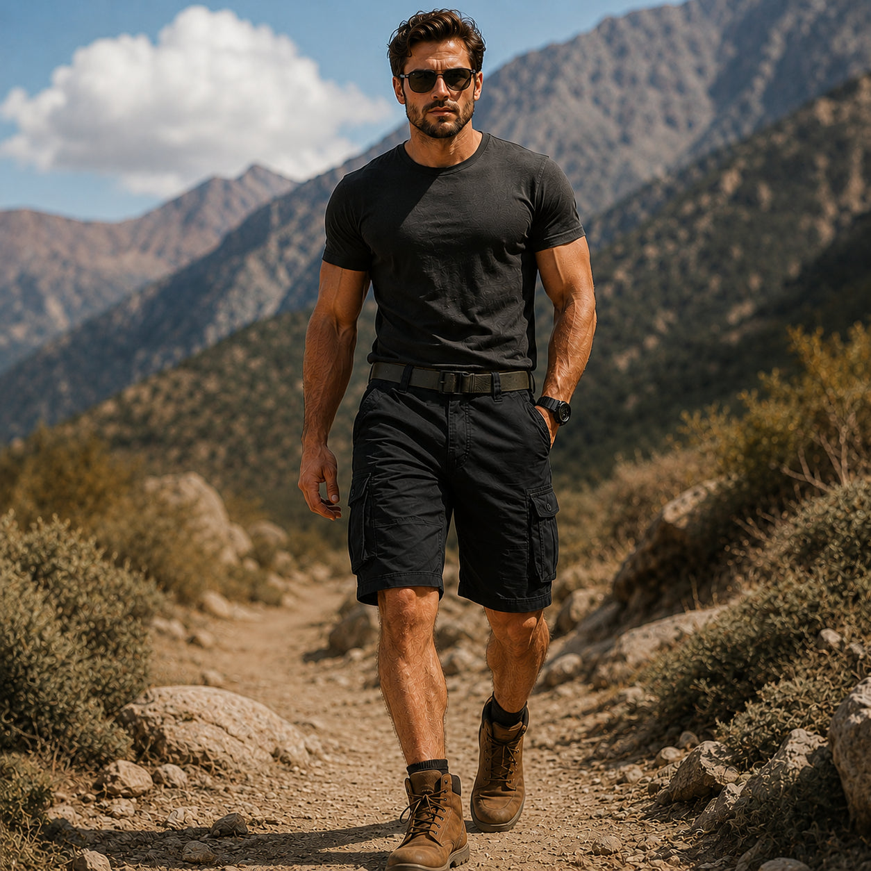 Men's 100% Cotton Tactical Cargo Shorts