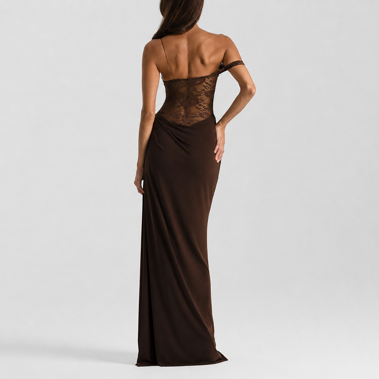 💃 One-Shoulder Lace Bodycon Gown