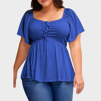 🌸Plus Size Lace-Up Babydoll Top – Flattering, Flowy & Made for Summer Comfort