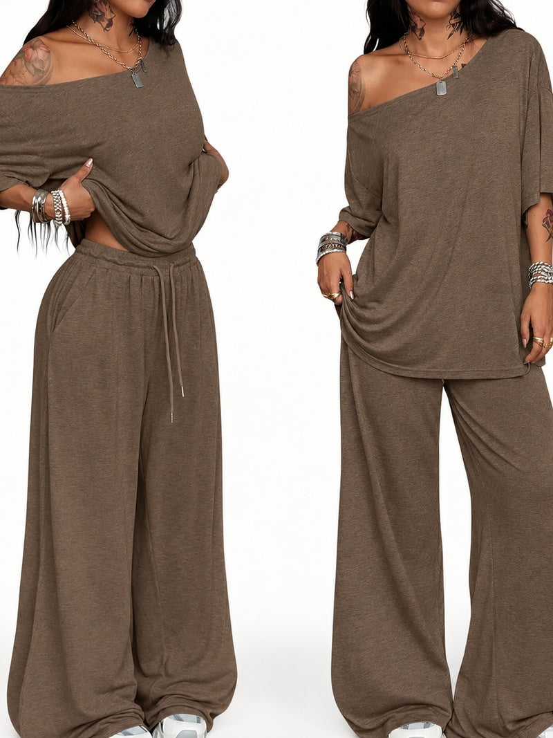 Women’s Relaxed Off-Shoulder 2-Piece Set