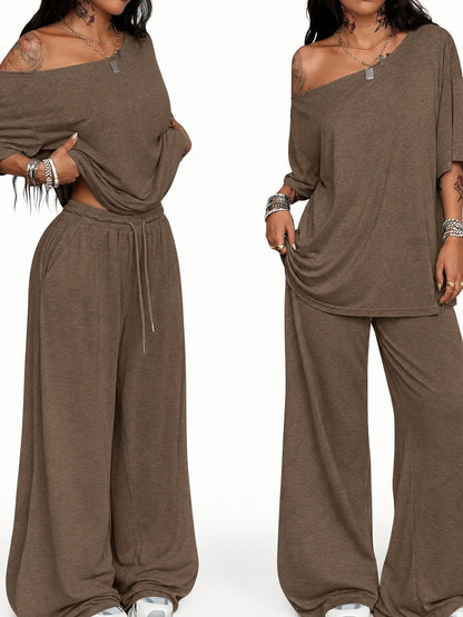 Women’s Relaxed Off-Shoulder 2-Piece Set