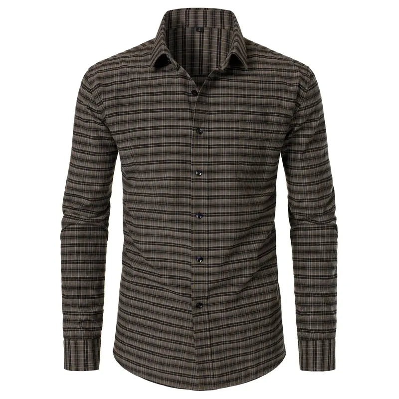 Men’s Classic Plaid Slim-Fit Button-Down Shirt