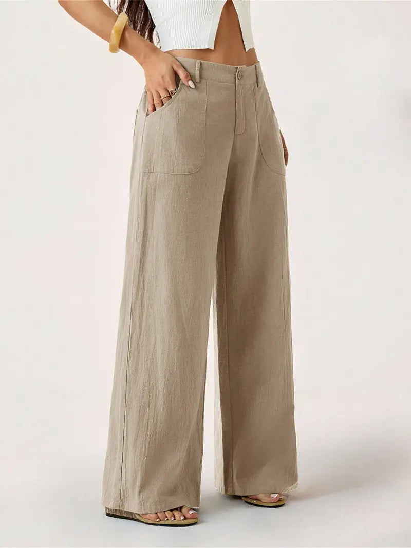 Women’s Linen Palazzo Pants with Pockets