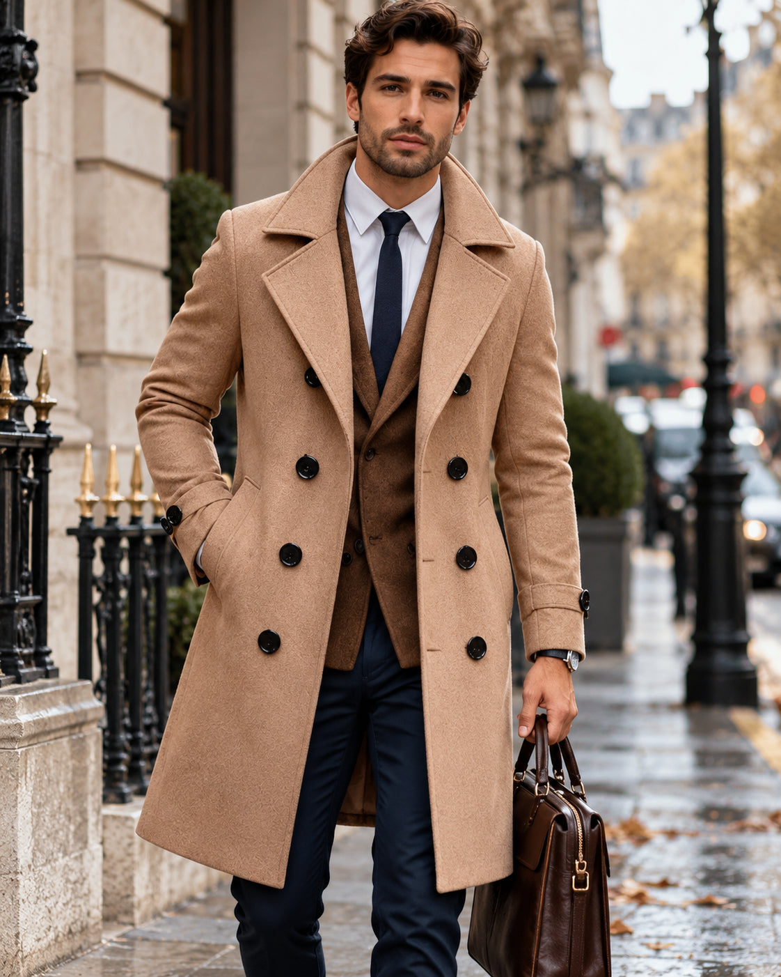 Men’s Classic Double-Breasted Trench Coat