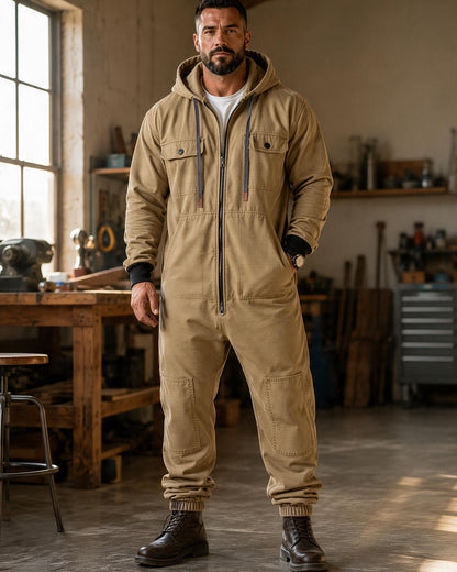 Men's Hooded Cargo Jumpsuit