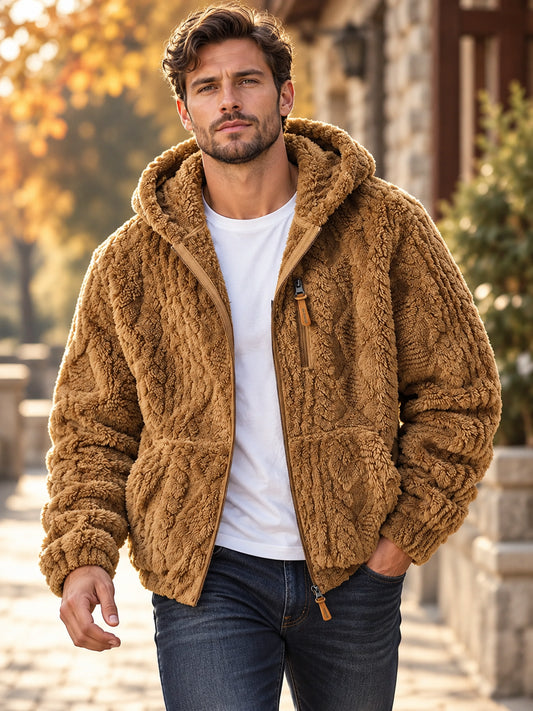 Men’s Thermal Jacquard Fleece Zip Hoodie