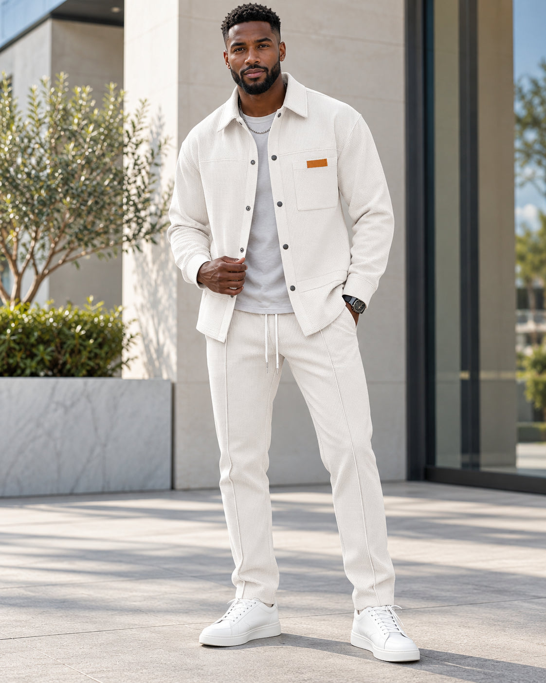Men's Casual Utility Shirt Jacket & Pants Set