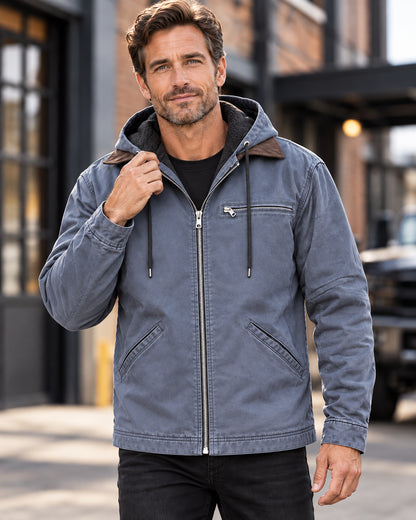 Men's Heavy Fleece Lined Hooded Trucker Jacket