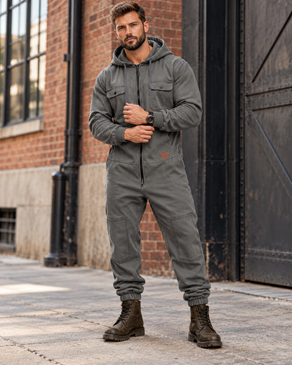 Men's Hooded Cargo Jumpsuit