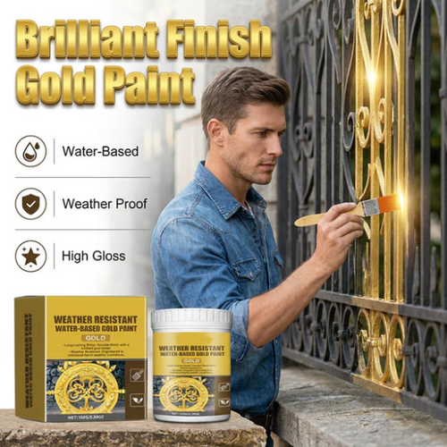 ✨ Premium Fade-Resistant Gold Paint – Brilliant Waterproof Metallic Shine for Outdoor Gates & Furniture 🎨