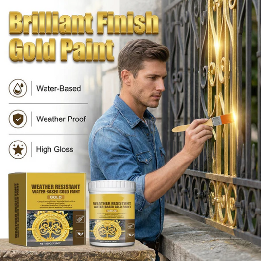 ✨ Premium Fade-Resistant Gold Paint – Brilliant Waterproof Metallic Shine for Outdoor Gates & Furniture 🎨