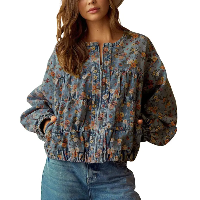 Women’s Vintage Floral Denim Jacket