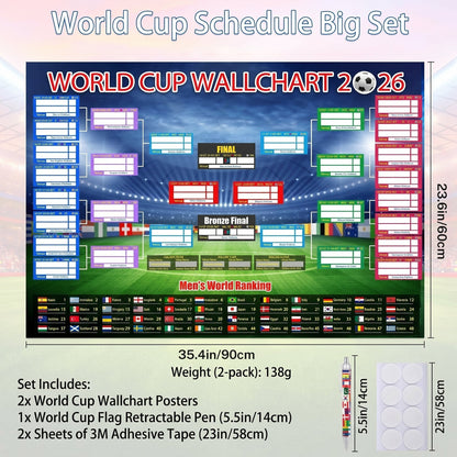 ultimate-2026-soccer-fan-wall-chart-kit-group-stage-knockout-posters-23-6-x-35-4-marker-pen-mounting-strips-included-5804
