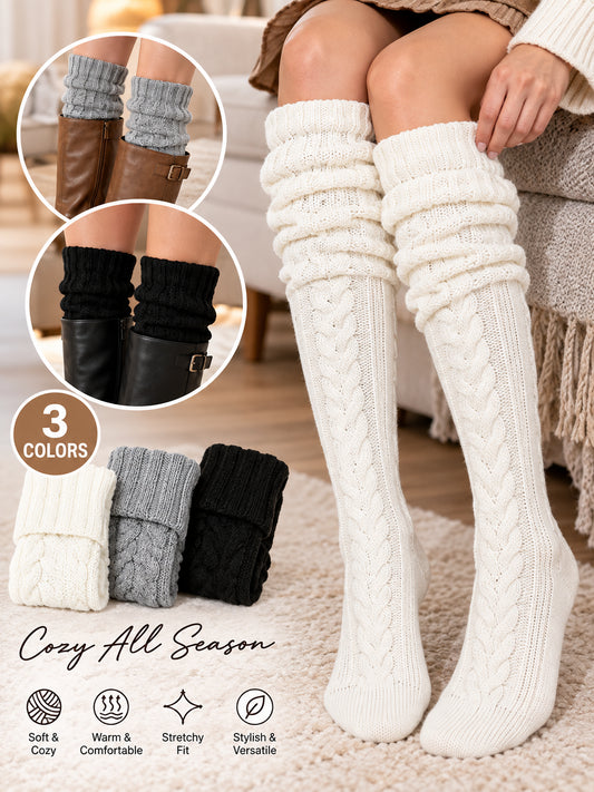 Women’s Cozy Knit Boot Socks for Fall & Winter
