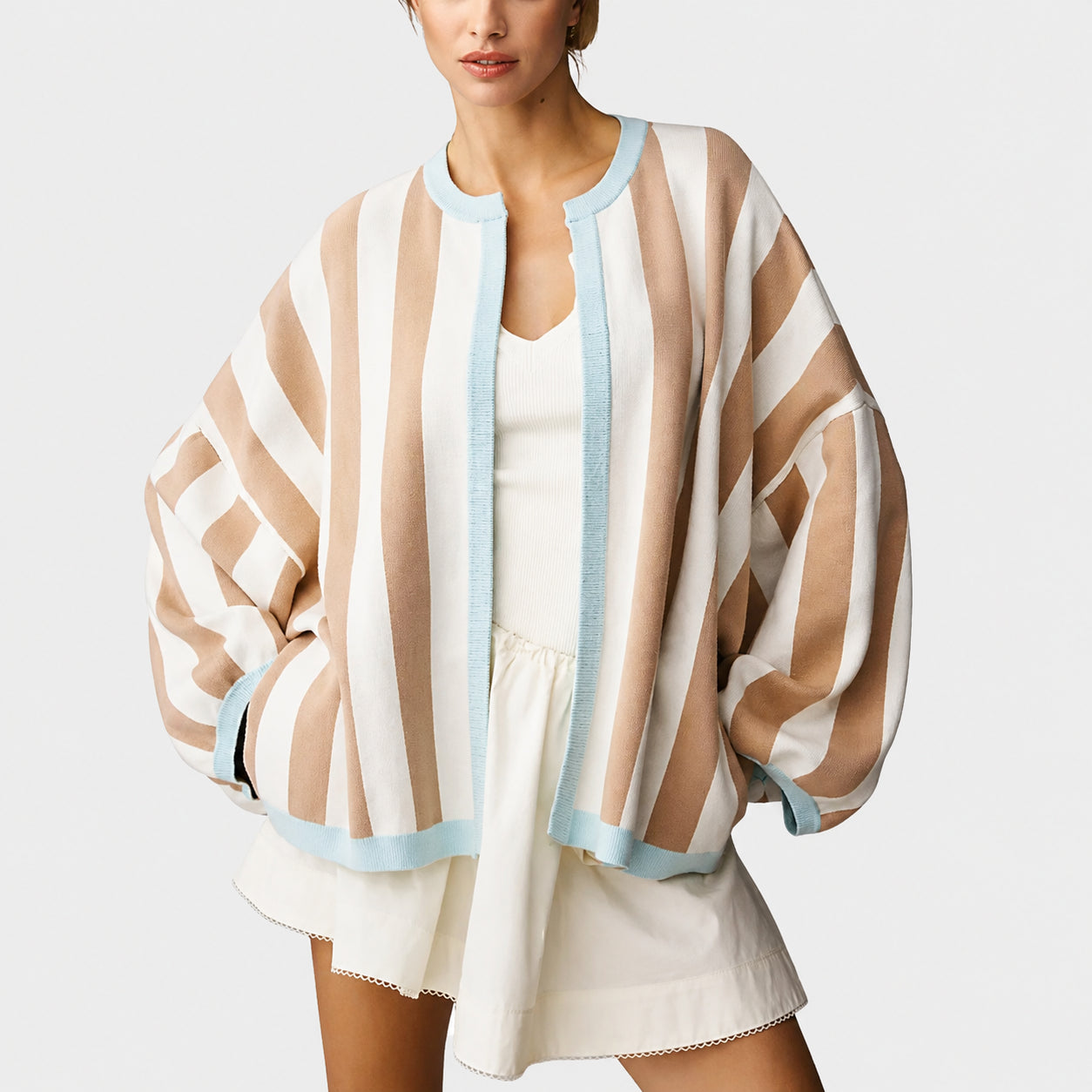 Women's Oversized Striped Knit Cardigan
