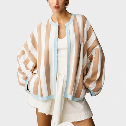 Women's Oversized Striped Knit Cardigan