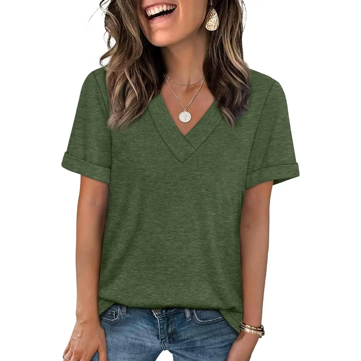🌸 Women's Soft V Neck Tee for Everyday Comfort