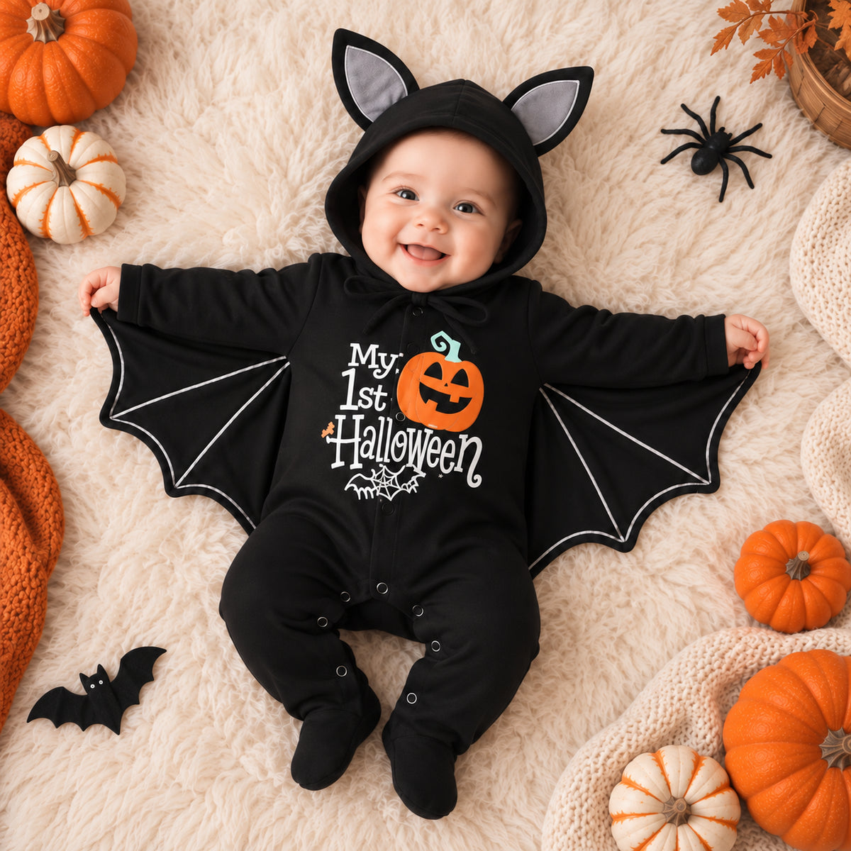 Baby Halloween Bat Romper