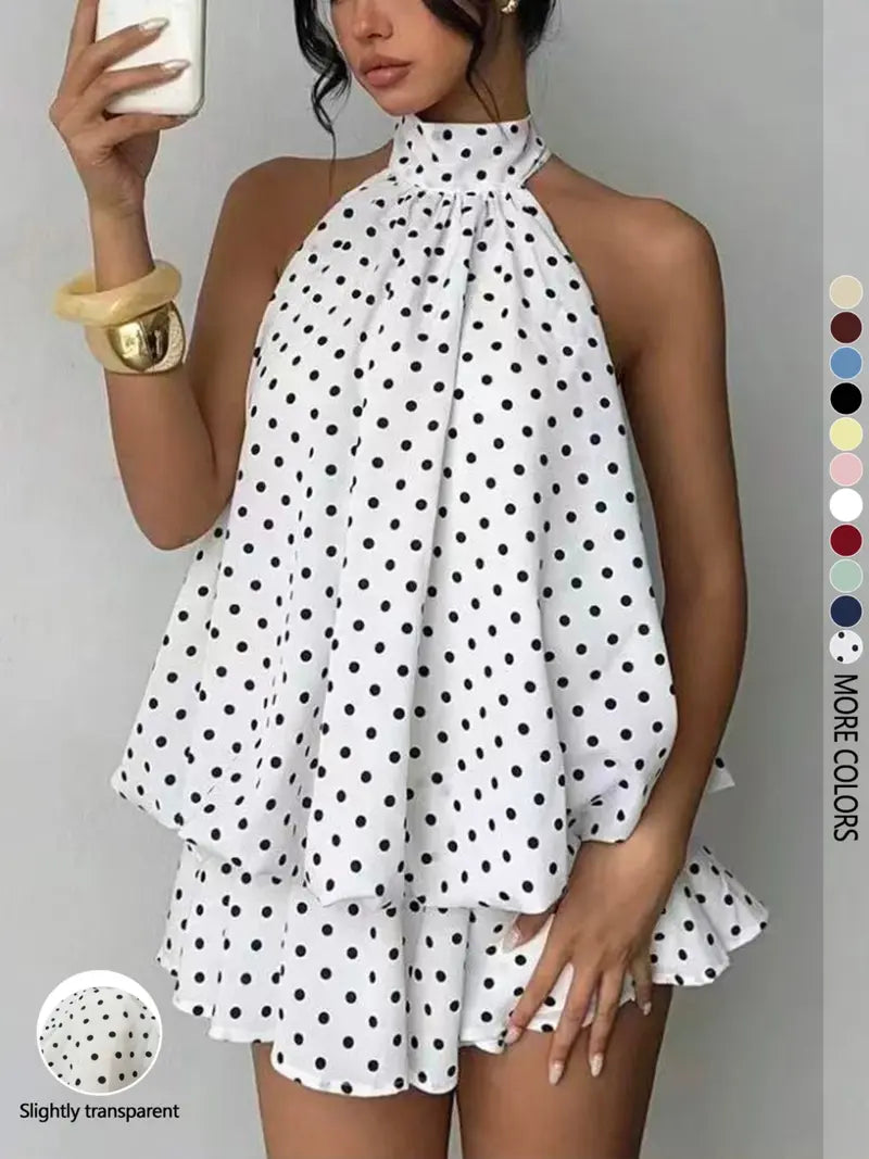 Women’s Flowy Halter Ruffle Romper
