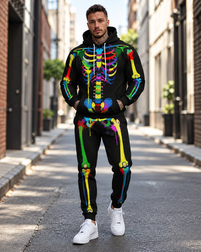 Men's Halloween Ghost Face Graphic Hoodie & Jogger Pants Set