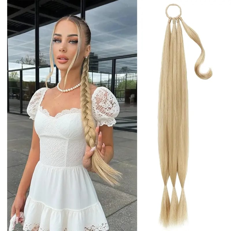 🔥Hot Sale 49% OFF - 💇‍♀️DIY Long Braid Ponytail Extension with Elastic Tie✨