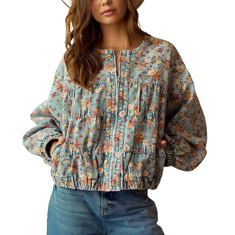 Women’s Vintage Floral Denim Jacket