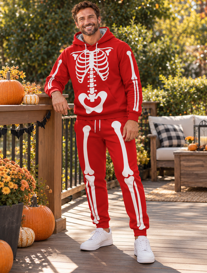 Halloween Skeleton Hoodie & Sweatpants 2-Piece Set