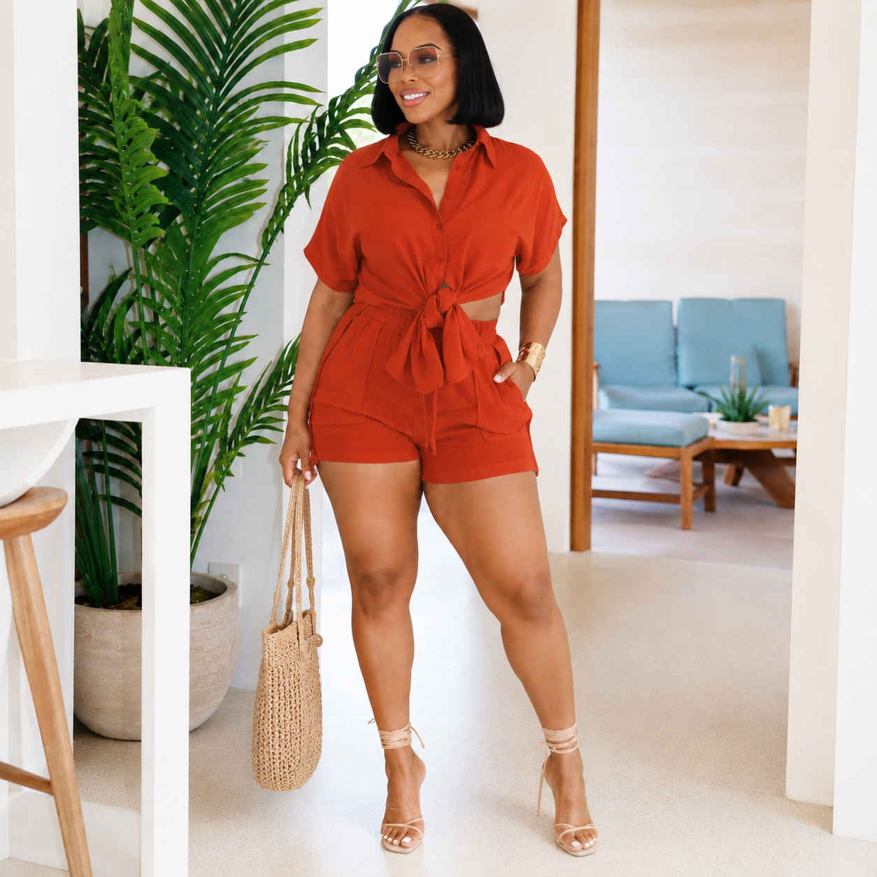 Women’s Summer 2-Piece Shorts Set – Beach, Travel & Lounge Outfit