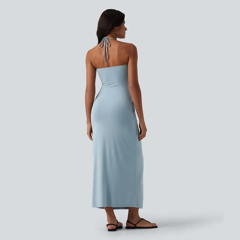 Convertible Halter Tie-Back Maxi Dress – Backless Resort & Evening Gown