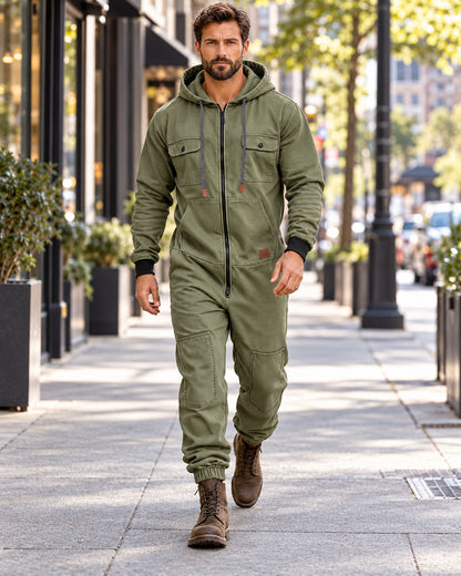 Men's Hooded Cargo Jumpsuit