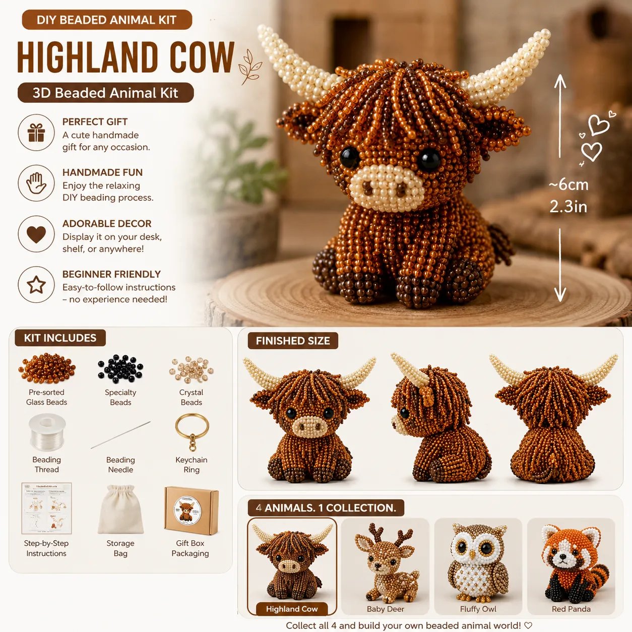 🔥Last Day 49% OFF -🧵✨Tiny 3D Beaded Animal DIY Kit