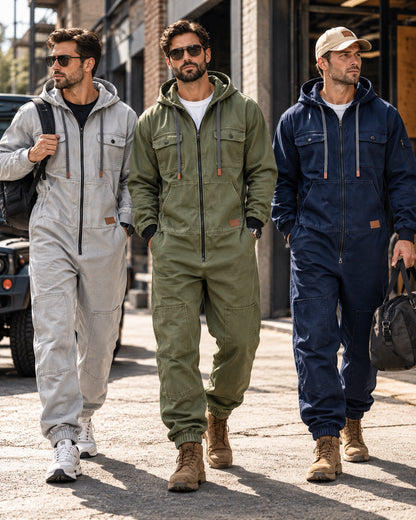 Men's Hooded Cargo Jumpsuit