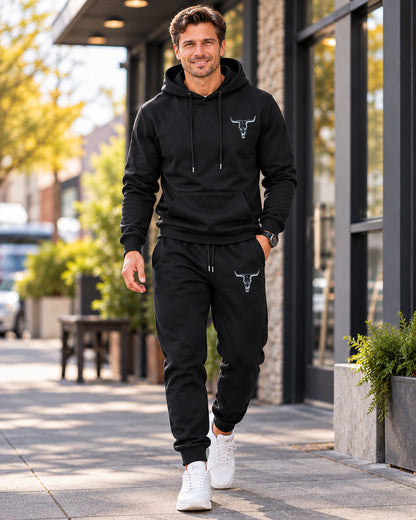 Men's Western Cowboy Print Hoodie & Jogger Pants Set