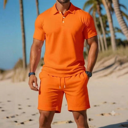 ☀️ Stay Cool & Look Sharp — Men’s 2-Piece Polo & Shorts Set