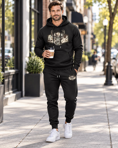 Men's Deer Camo Graphic Hoodie & Jogger Pants Set