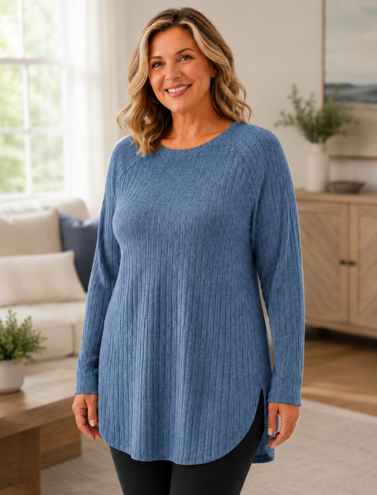 Women's Ribbed Knit Long Sleeve Top