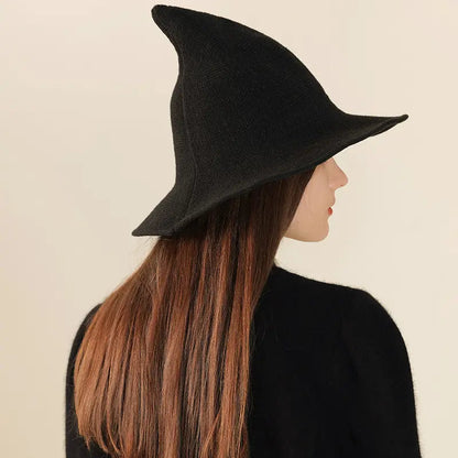 Women’s Knit Witch Hat with Wide Brim