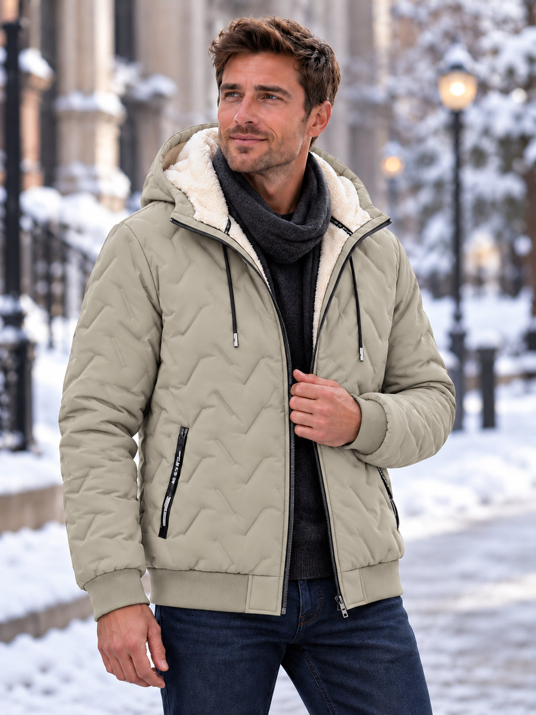 Unisex Sherpa-Lined Winter Hooded Coat