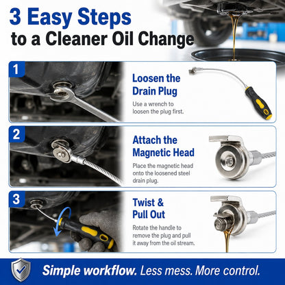 Magnetic Flexible Oil Drain Plug Remover Tool – No Mess, No Burn Oil Change Helper 🛠️✨