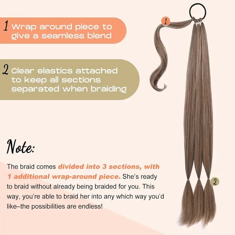🔥Hot Sale 49% OFF - 💇‍♀️DIY Long Braid Ponytail Extension with Elastic Tie✨
