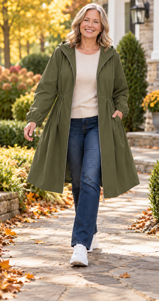 Women’s Plus Size Hooded Longline Zip Jacket