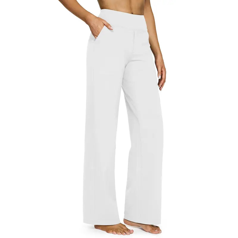 Women’s High-Waist Stretch Wide-Leg Pants with Pockets