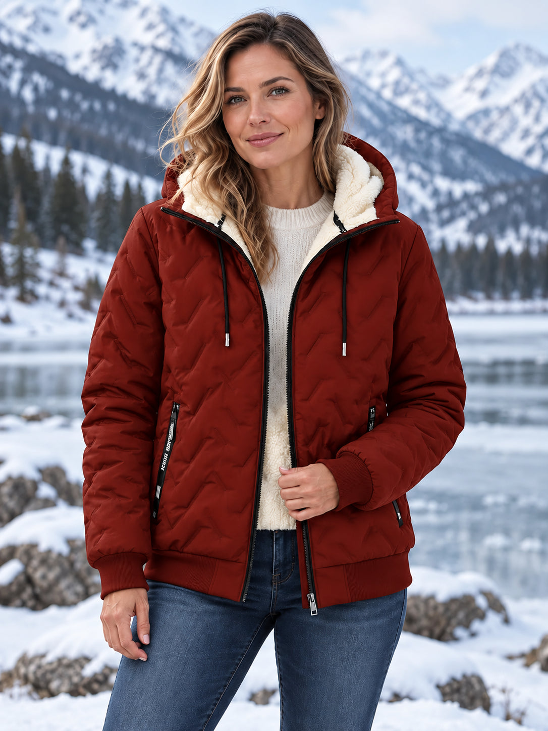 Unisex Sherpa-Lined Winter Hooded Coat