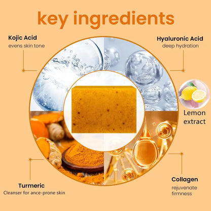🍋 Lemon Turmeric &amp; Kojic Acid Brightening Cleansing Soap Bar