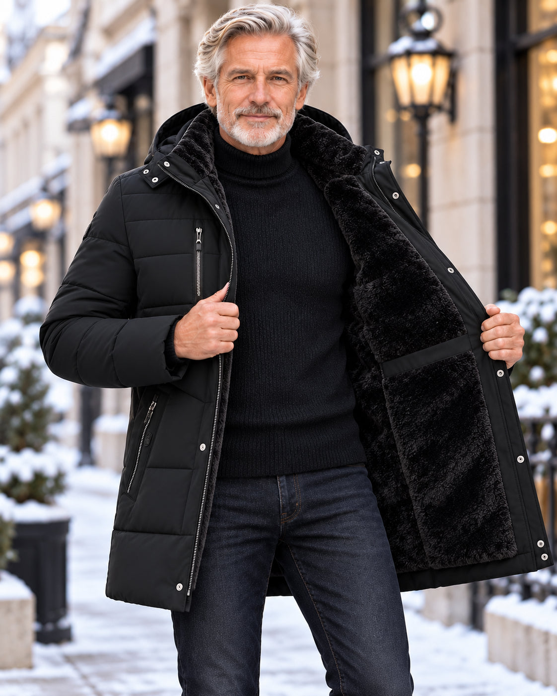 Men's Winter Fleece-Lined Puffer Jacket