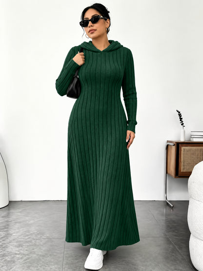 Women’s Slim-Fit Ribbed Hooded Maxi Dress
