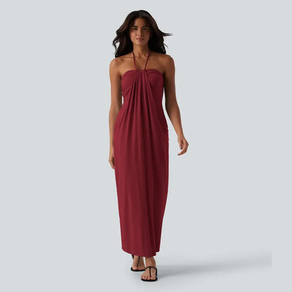 Convertible Halter Tie-Back Maxi Dress – Backless Resort & Evening Gown