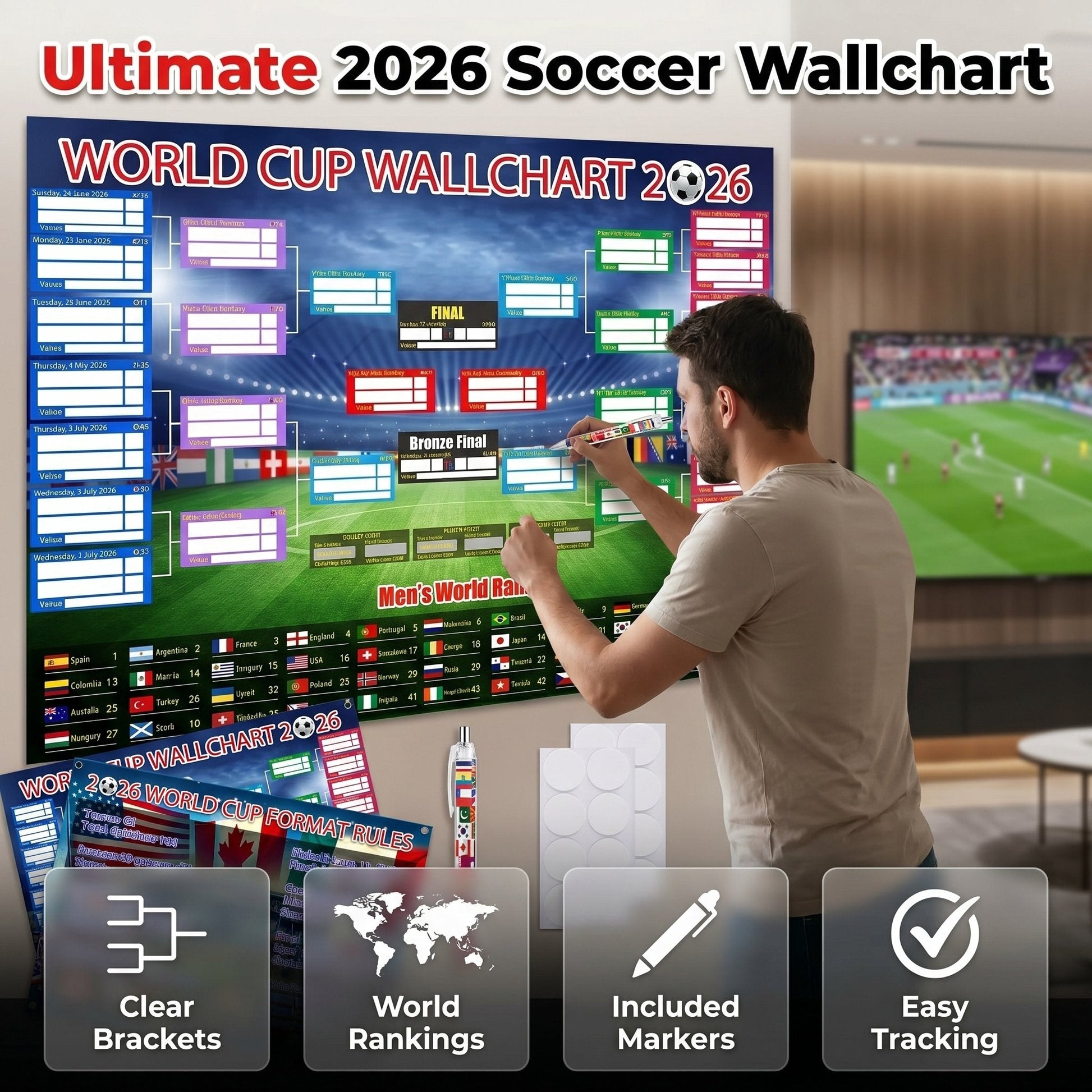 ultimate-2026-soccer-fan-wall-chart-kit-group-stage-knockout-posters-23-6-x-35-4-marker-pen-mounting-strips-included-5804