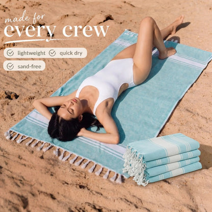 Summer Breeze XL Flat-Weave Beach Towel 🏖️ Lightweight & Sand-Free Cotton